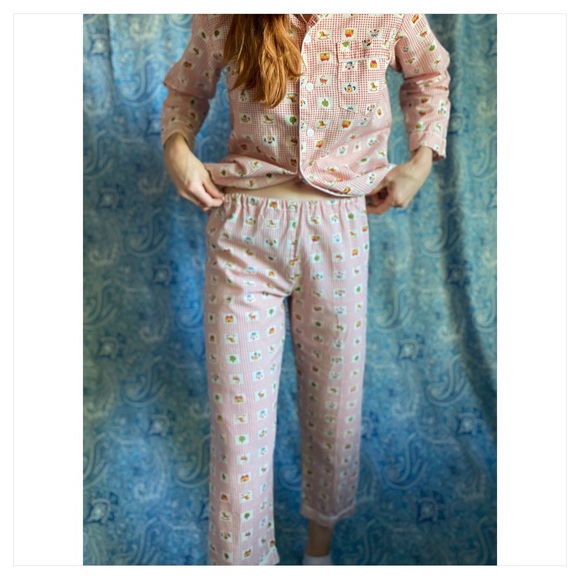 Vintage XS petite Christmas pajamas set matching top bottom kids XL - Picture 4 of 5